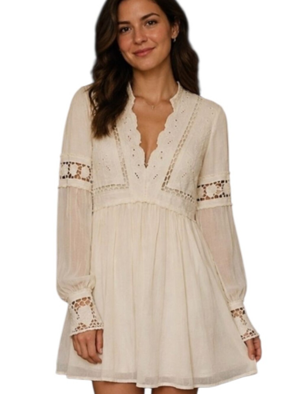 Free People Ivory Lace Boho Dress – Size 4  NWT
